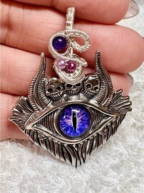 Mystic Dragon Eye Pendant Necklace in Purple